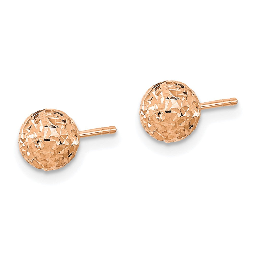 14k Rose Gold 6 mm Diamond-Cut Ball Post Earrings (0.86 grams)