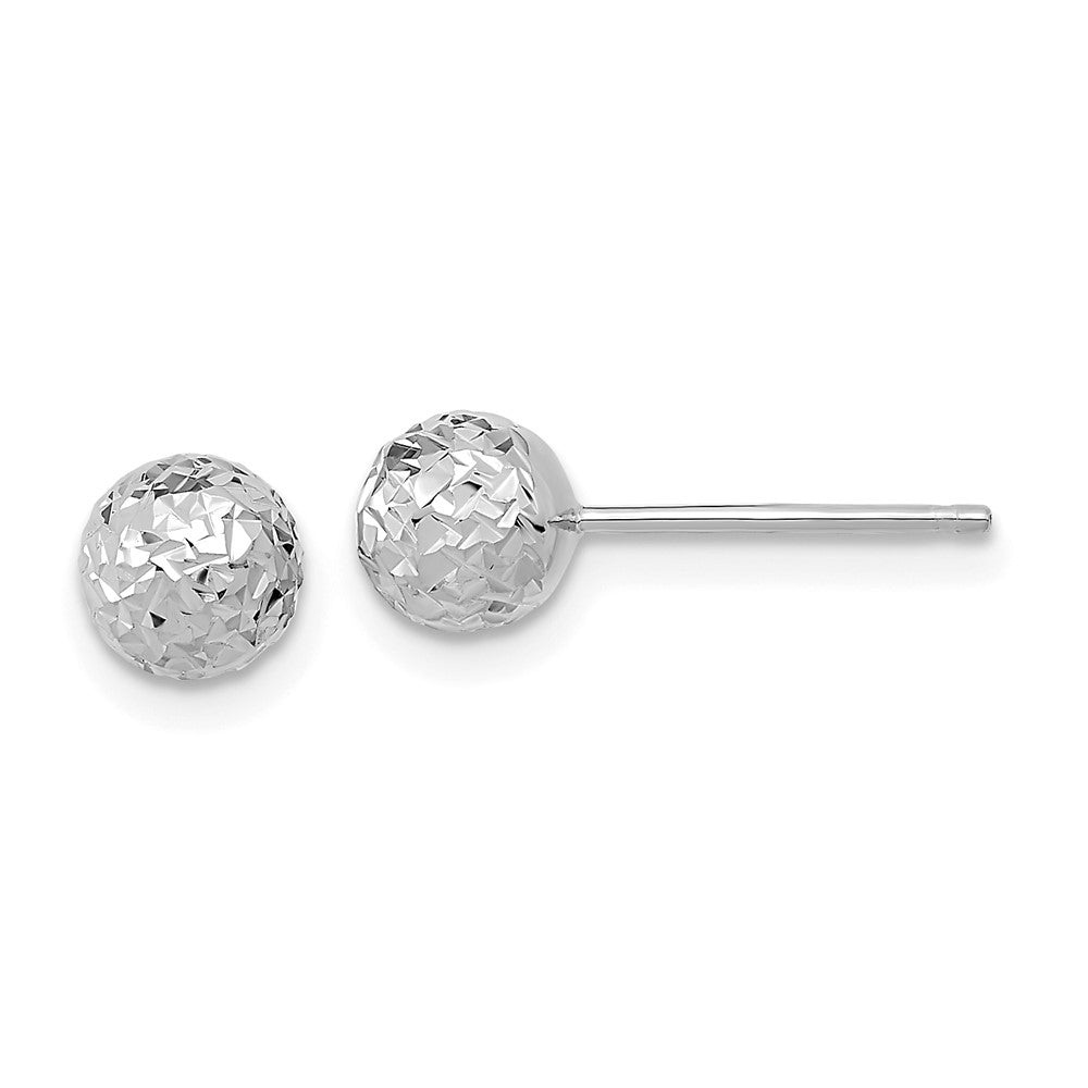 14k White Gold 6 mm Ball Post Earrings (0.85 grams)