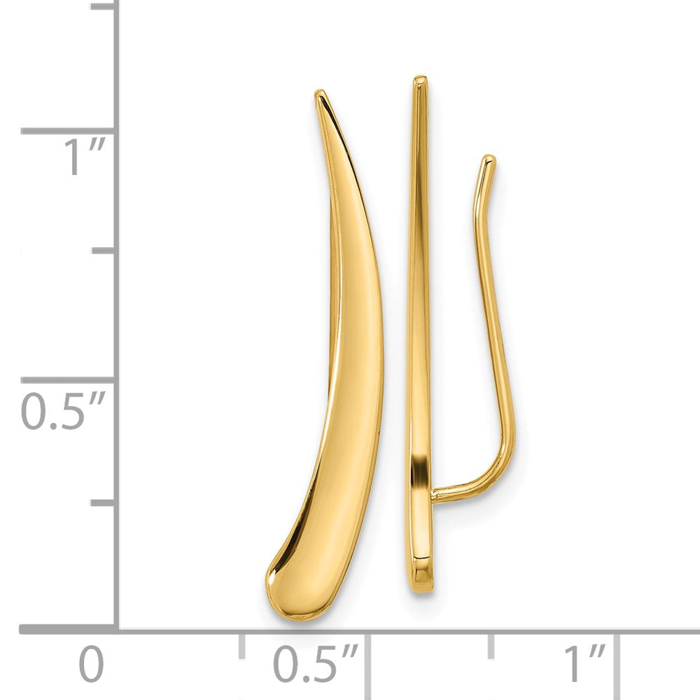 14k Yellow Gold 3.8 mm Gold Polished Pointed Ear Climber Earrings (1.53 grams)