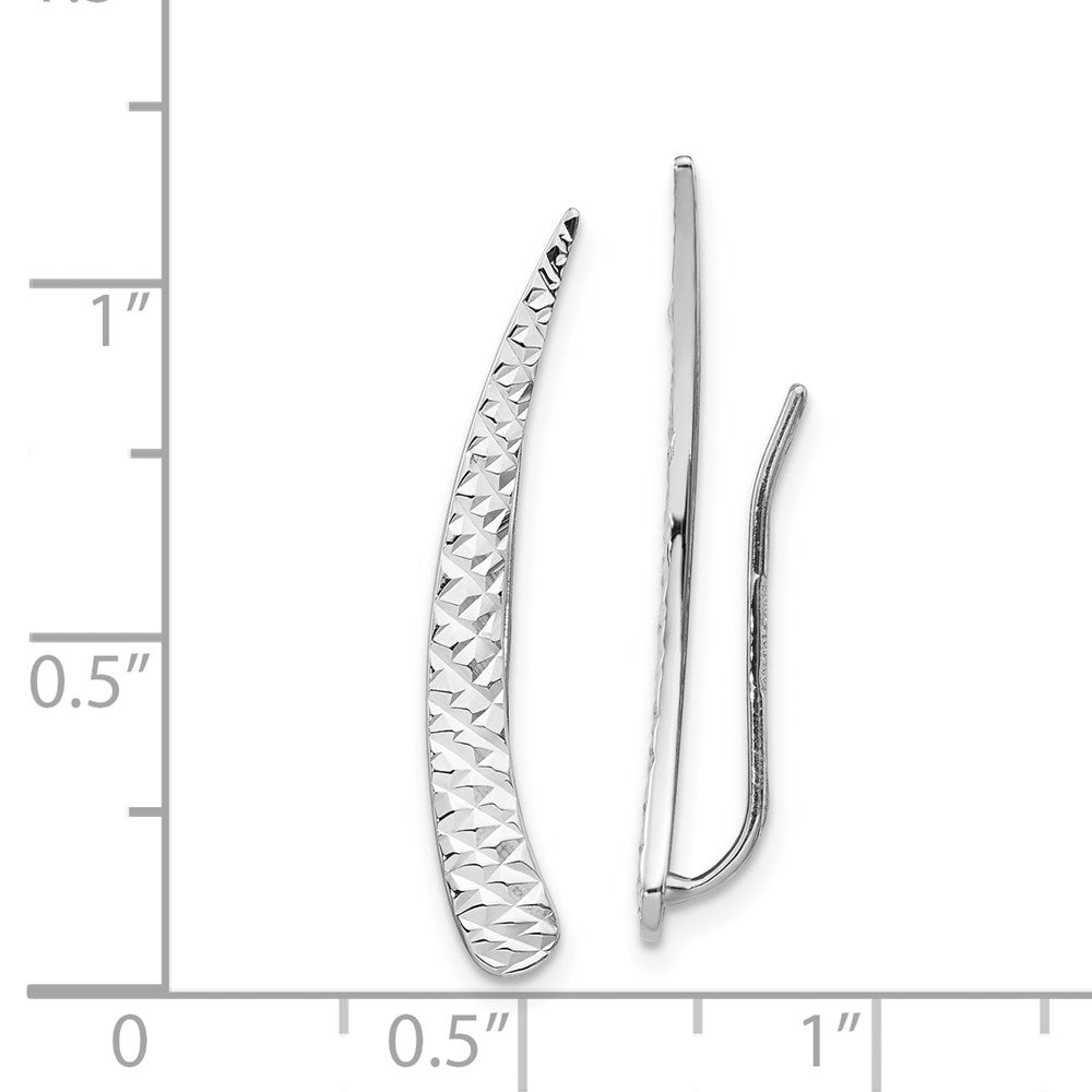 14k White Gold 3.7 mm Polished and Textured Ear Climber Earrings (1.43 grams)