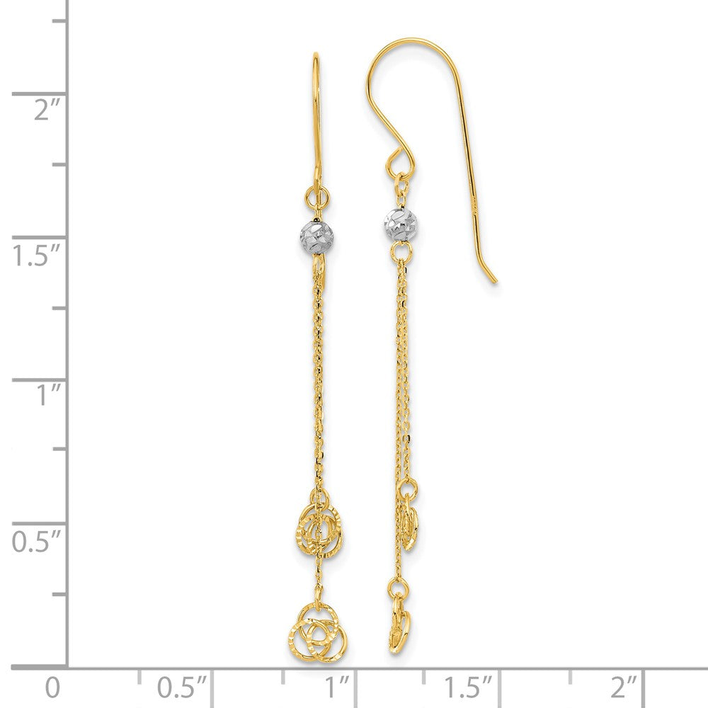 14k Two-tone 5 mm Polished D/C Love Knot Dangle Shepherd Hook Earrings (0.82 grams)