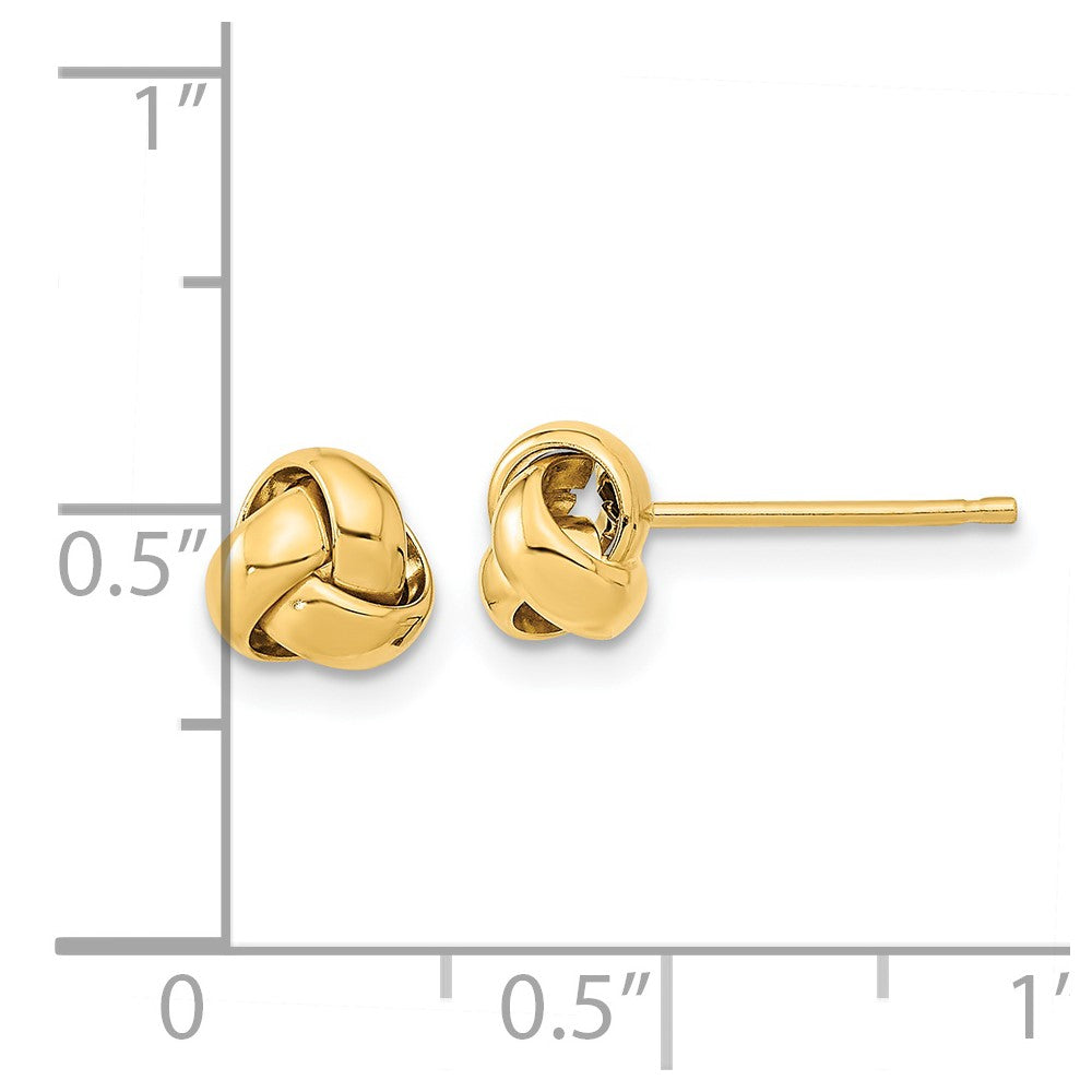 14k Yellow Gold 6.5 mm Gold Polished Love Knot Post Earrings (0.95 grams)
