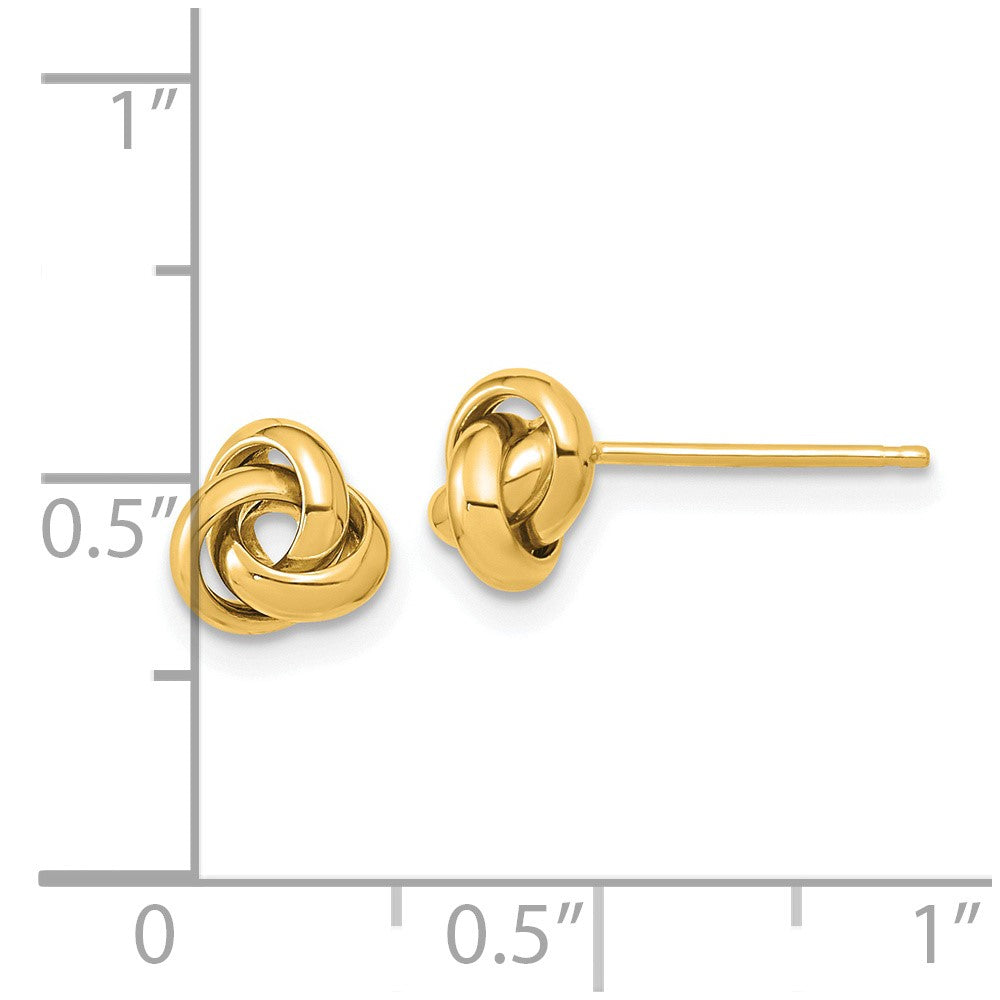 14k Yellow Gold 6.5 mm Polished Love Knot Post Earrings (0.99 grams)