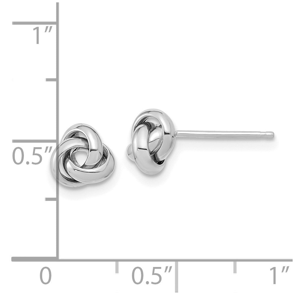14k White Gold 6.5 mm Polished Knot Post Earrings (0.96 grams)