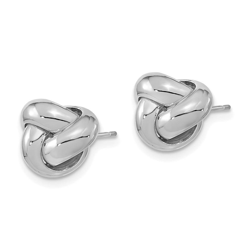 14k White Gold 11 mm Polished Love Knot Post Earrings (1.27 grams)