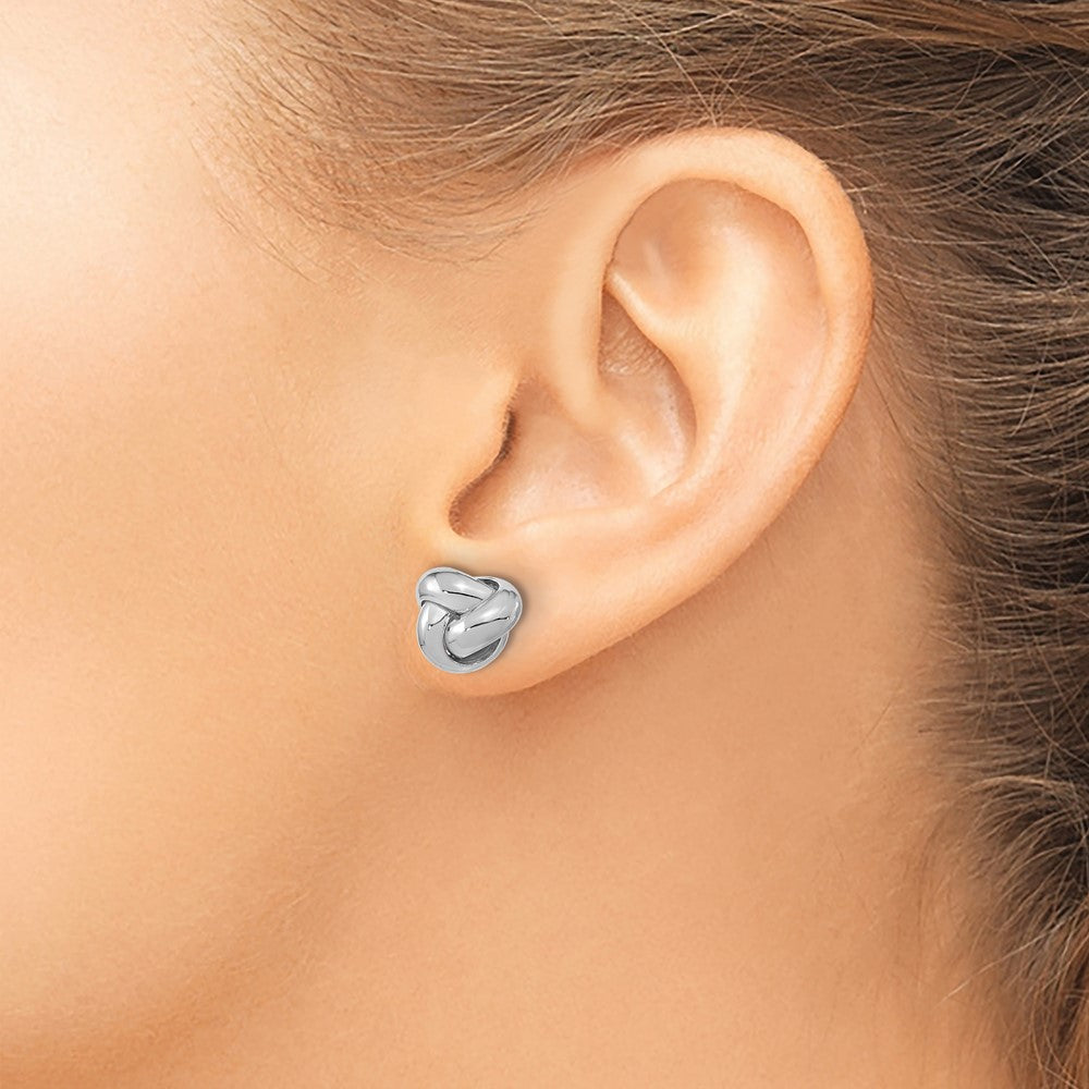 14k White Gold 11 mm Polished Love Knot Post Earrings (1.27 grams)