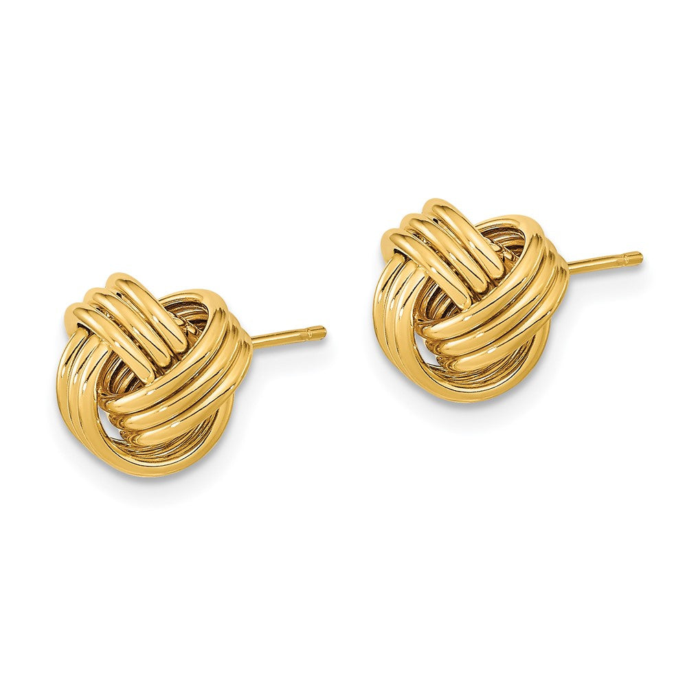 14k Yellow Gold 10 mm Polished Triple Love Knot Post Earrings (1.79 grams)