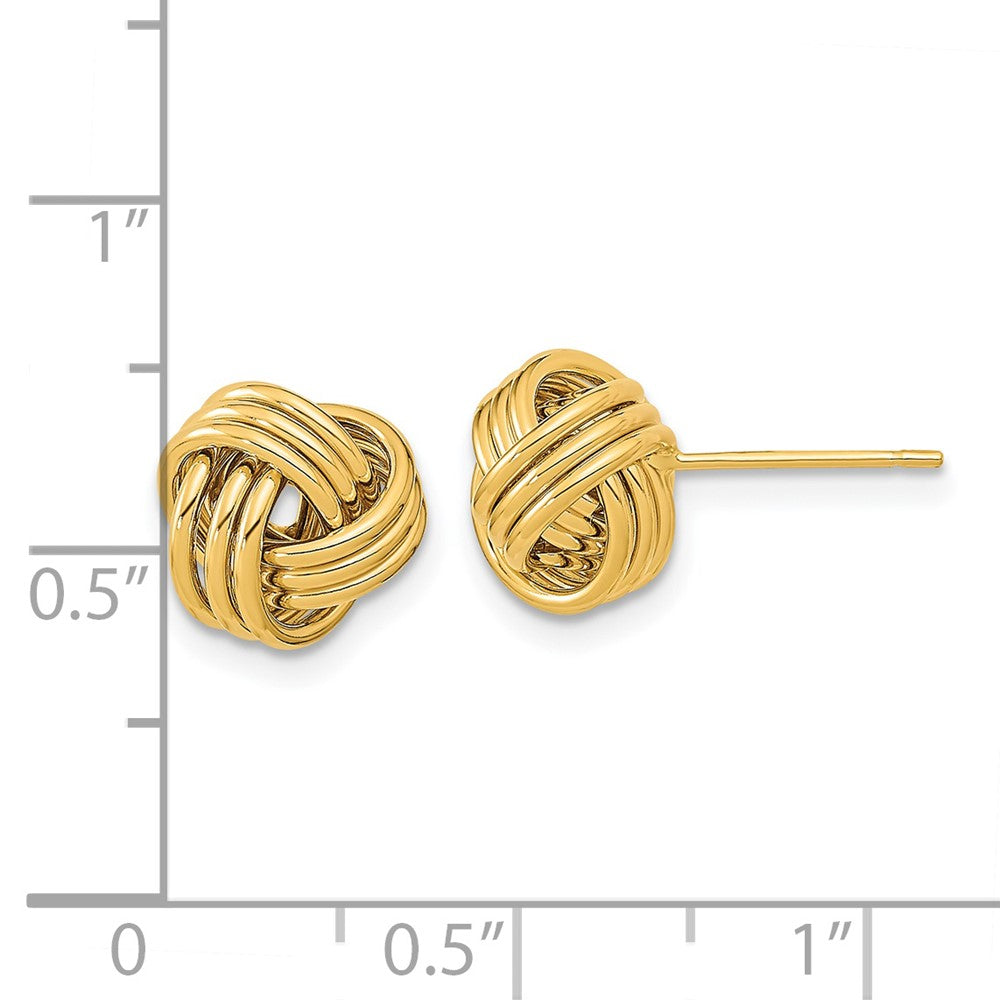 14k Yellow Gold 10 mm Polished Triple Love Knot Post Earrings (1.79 grams)