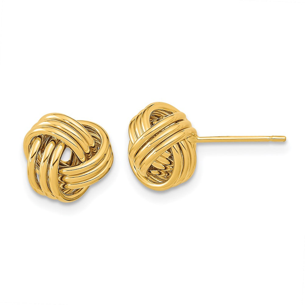 14k Yellow Gold 10 mm Polished Triple Love Knot Post Earrings (1.79 grams)