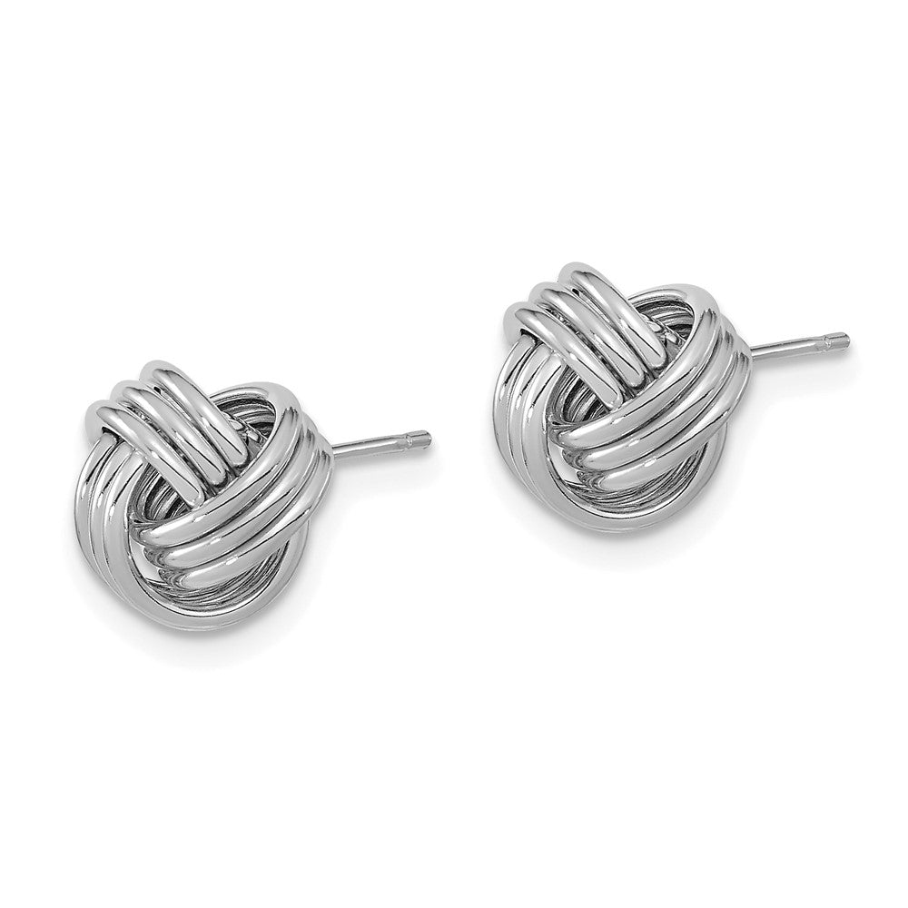 14k White Gold 10 mm Polished Triple Love Knot Post Earrings (1.77 grams)