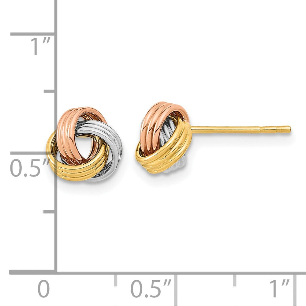 14k Yellow & Rhodium 8.5 mm Polished Love Knot Post Earrings (1.31 grams)