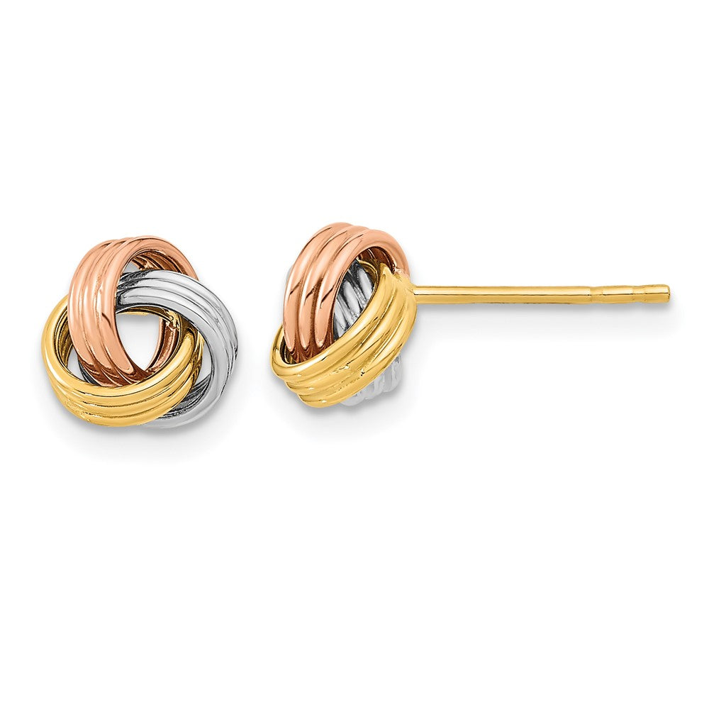 14k Yellow & Rhodium 8.5 mm Polished Love Knot Post Earrings (1.31 grams)