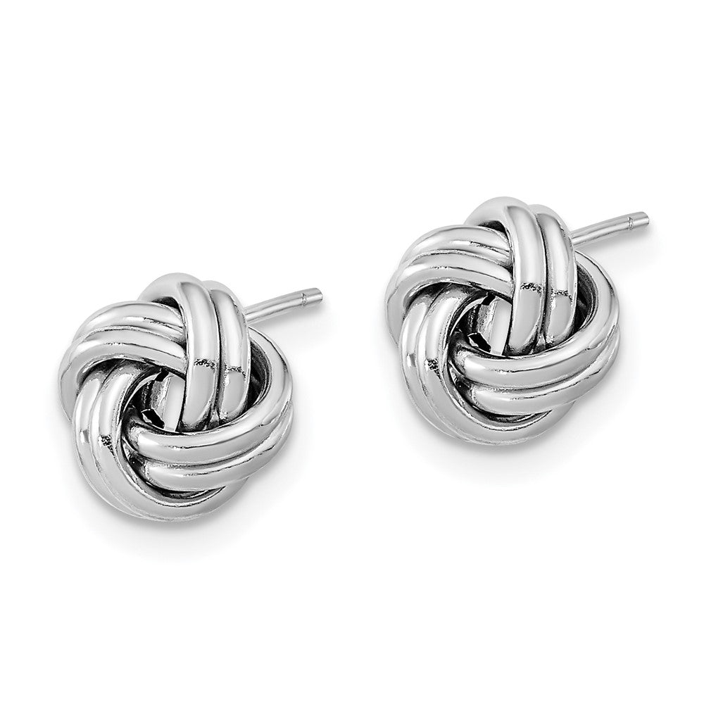 14k White Gold 9 mm Polished Double Love Knot Post Earrings (0.86 grams)