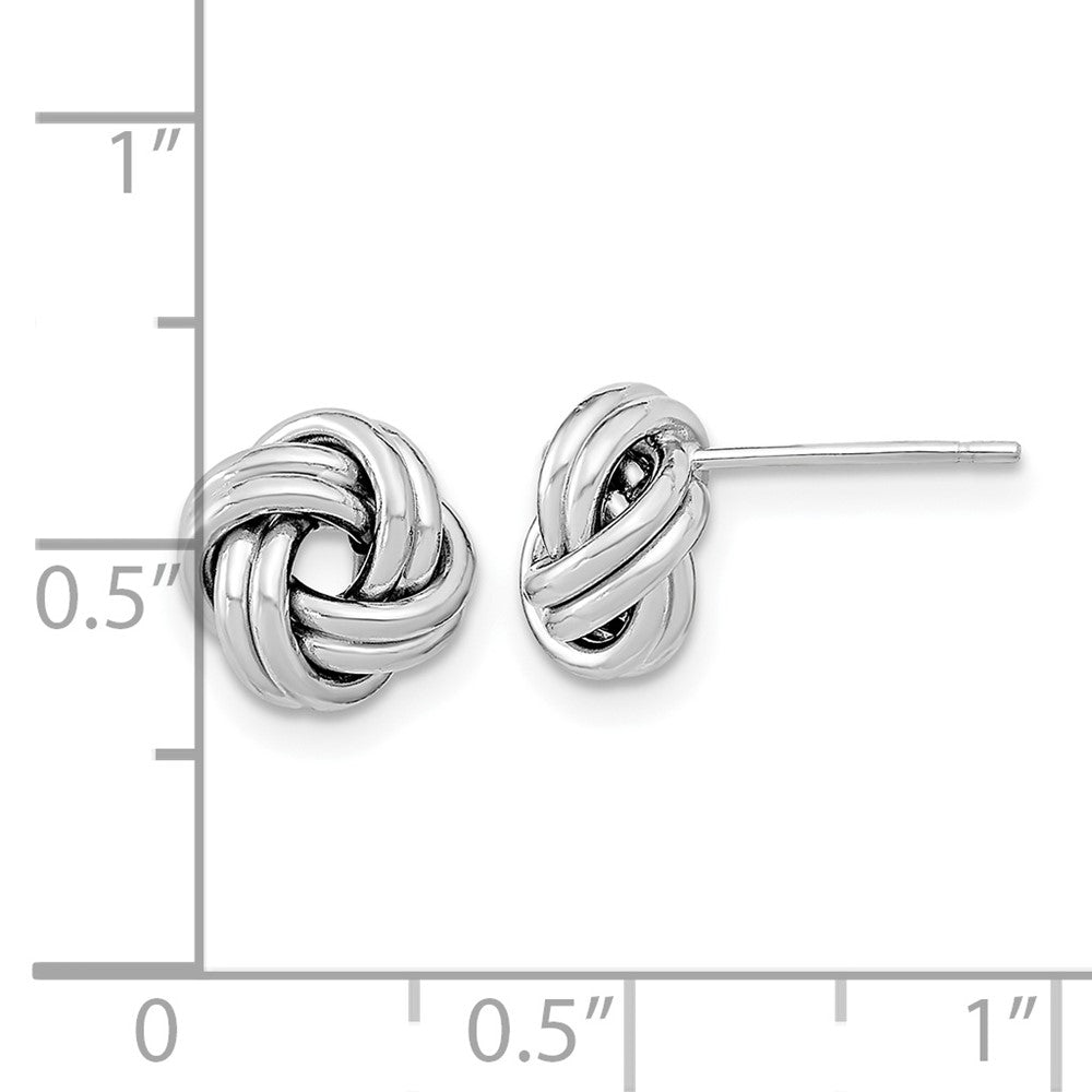 14k White Gold 9 mm Polished Double Love Knot Post Earrings (0.86 grams)