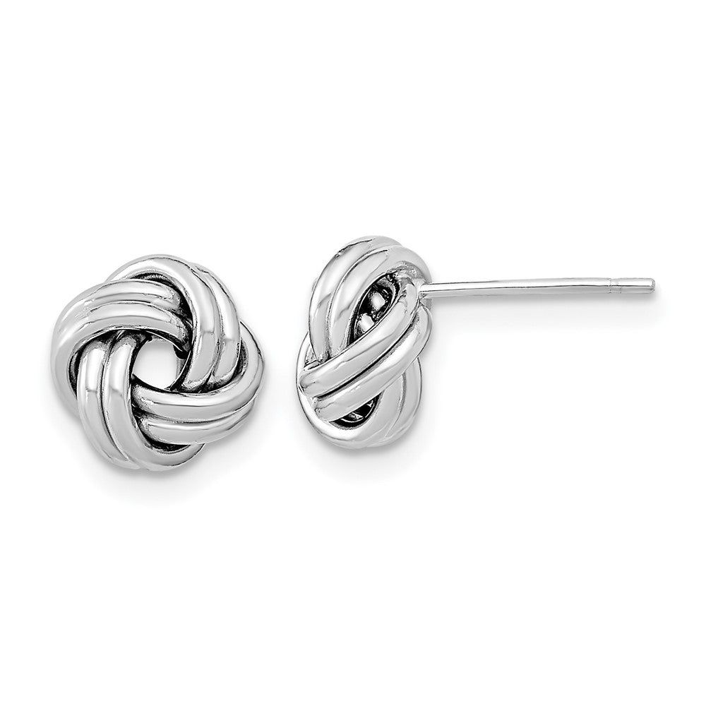 14k White Gold 9 mm Polished Double Love Knot Post Earrings (0.86 grams)