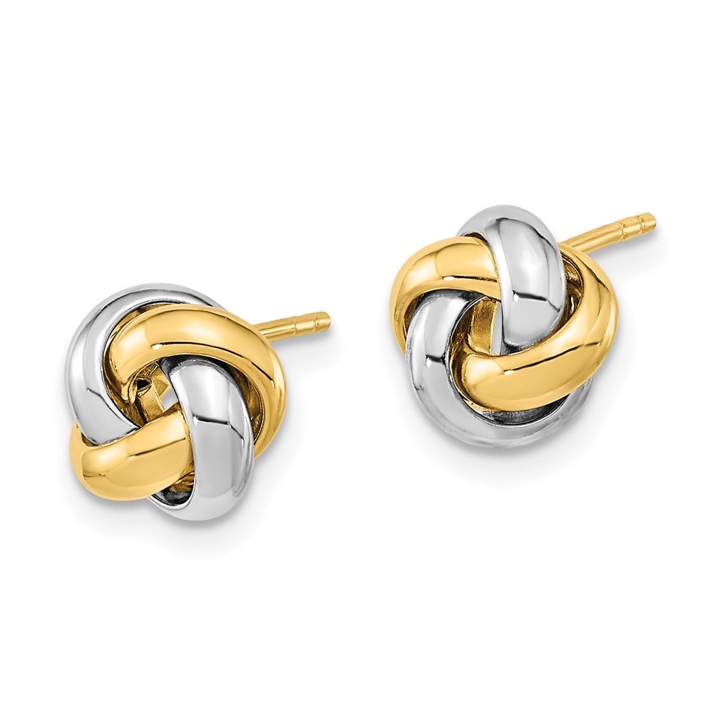 14k Two-tone 9 mm Two-Tone Polished Love Knot Post Earrings (1.73 grams)