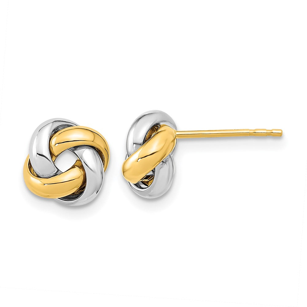 14k Two-tone 9 mm Two-Tone Polished Love Knot Post Earrings (1.73 grams)