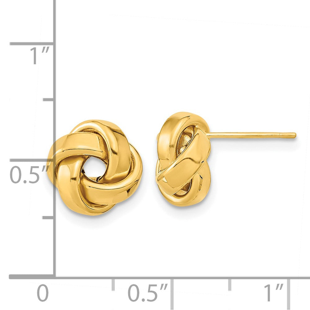 14k Yellow Gold 10.5 mm Polished Love Knot Post Earrings (1.12 grams)