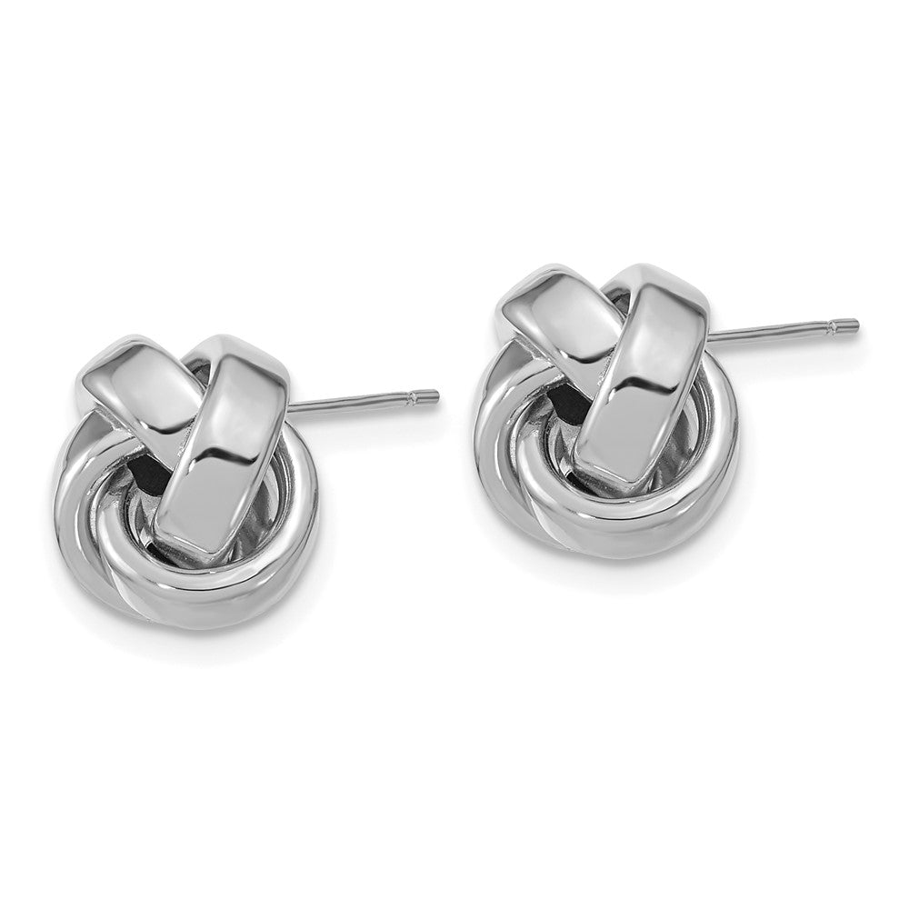 14k White Gold 12 mm Polished Love Knot Post Earrings (1.61 grams)