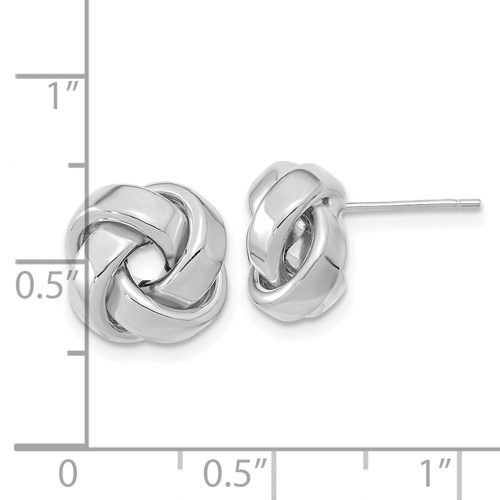 14k White Gold 12 mm Polished Love Knot Post Earrings (1.61 grams)