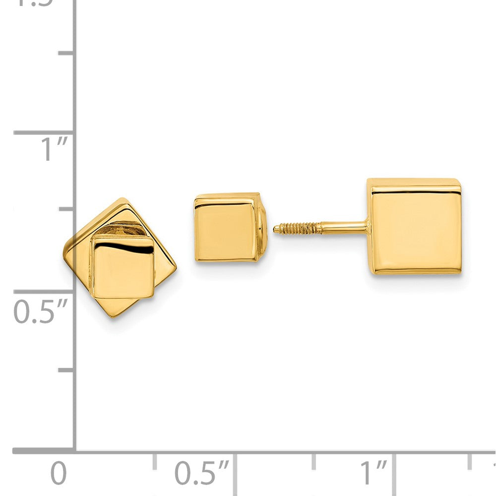 14k Yellow Gold 8.95 mm Cube Front & Back Post Screwback Earrings (3.64 grams)