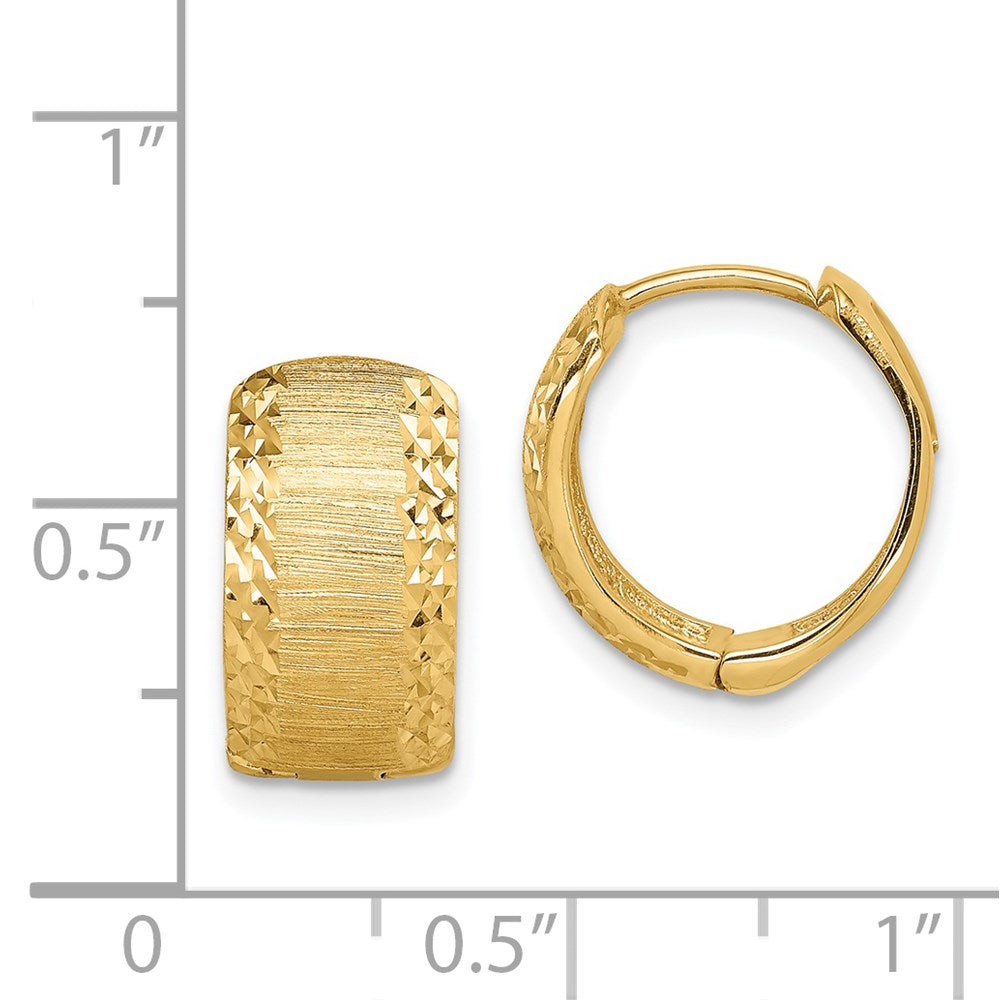 14k Yellow Gold 13.2 mm D/C and Textured Hoop Earrings (2.83 grams)