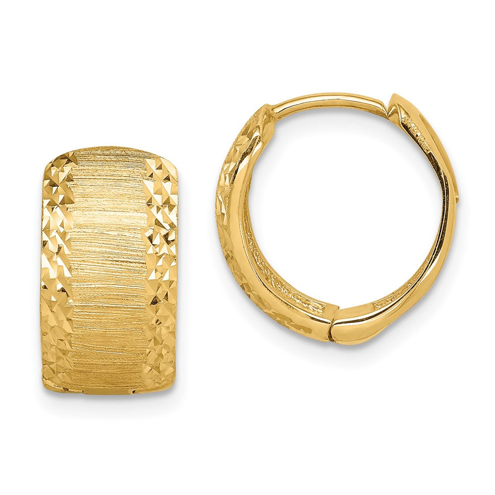 14k Yellow Gold 13.2 mm D/C and Textured Hoop Earrings (2.83 grams)