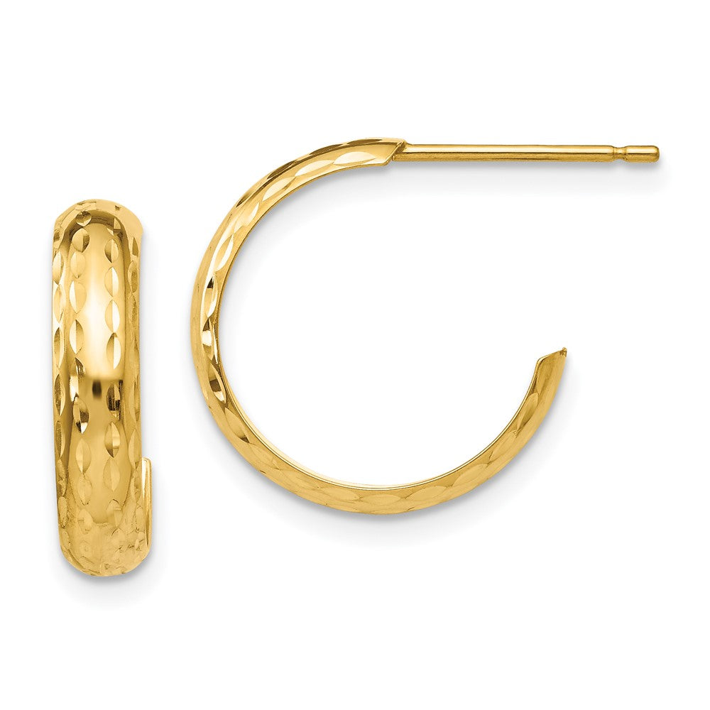 14k Yellow Gold 3 mm J-Hoop Earrings (0.83 grams)