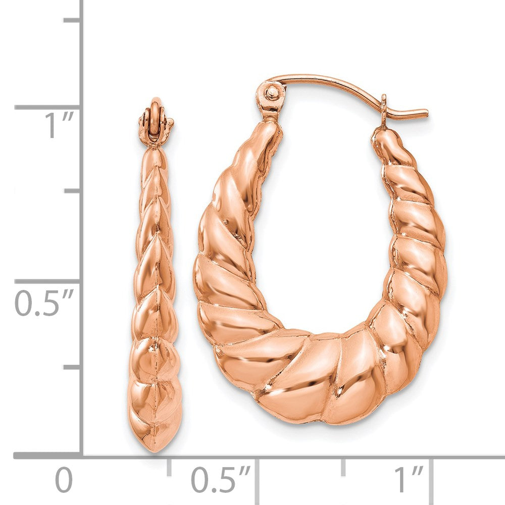 14k Rose Gold 18.35 mm Polished Twisted Hollow Hoop Earrings (1.79 grams)