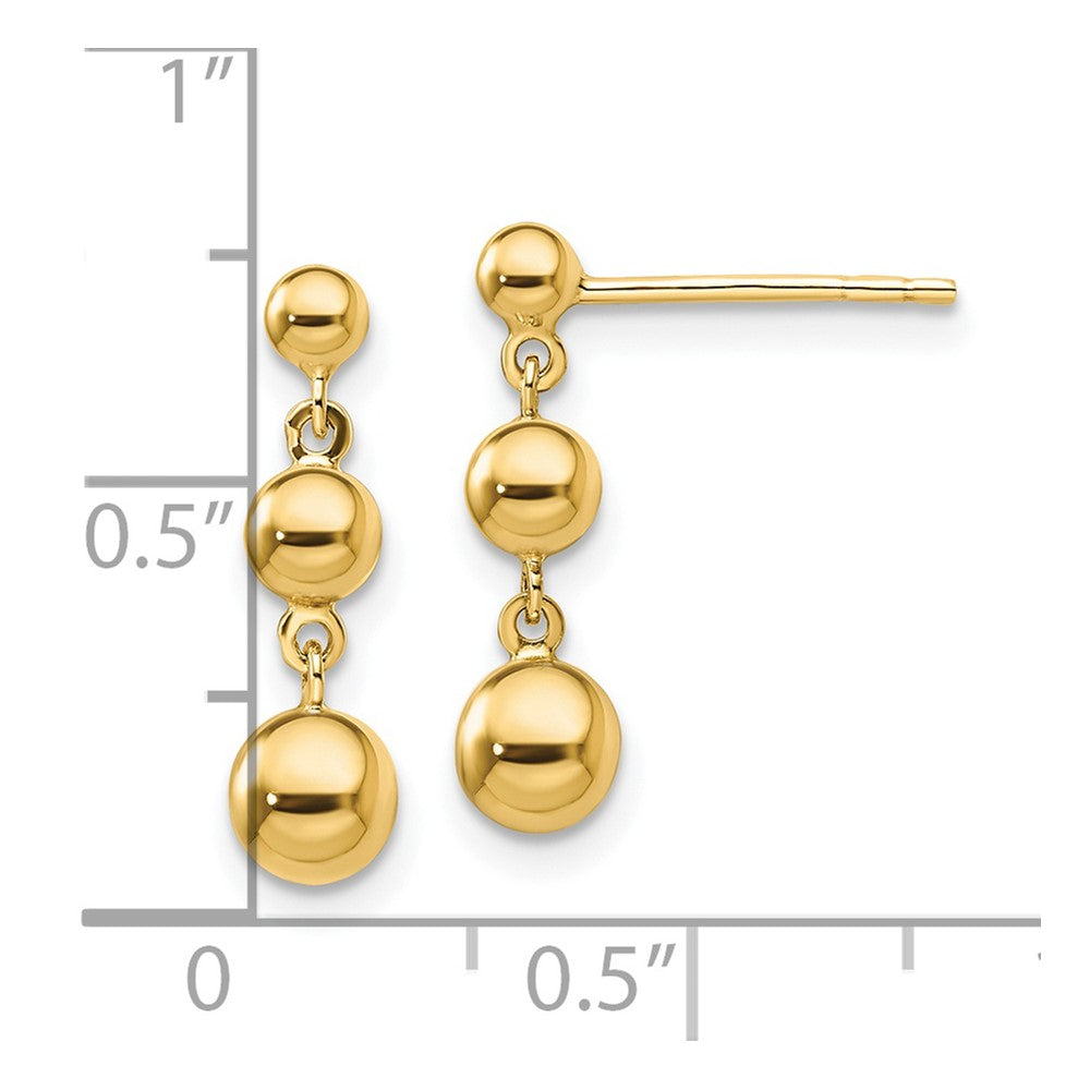 14k Yellow Gold 5 mm Graduated 3 Ball Post Earrings (1.16 grams)