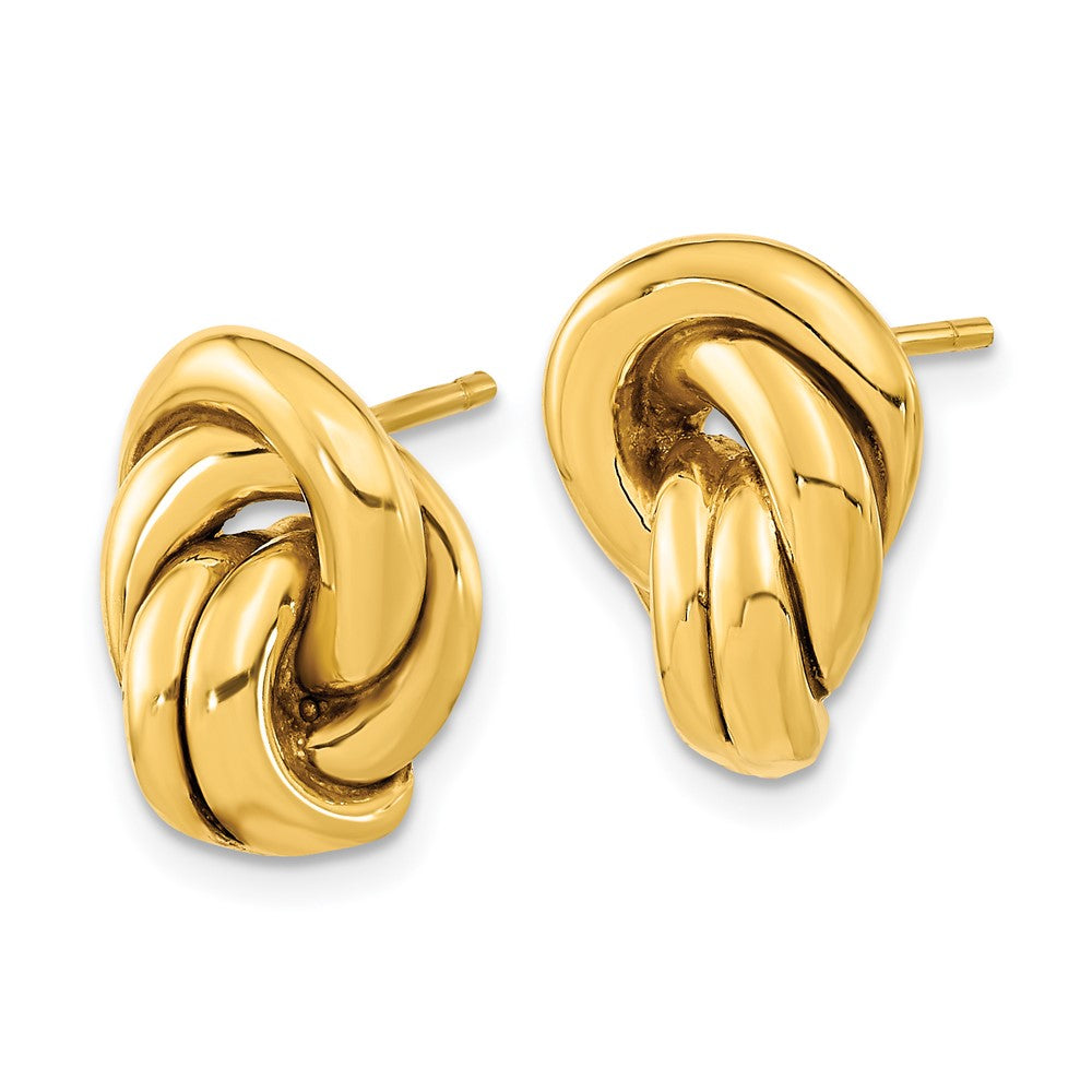 14k Yellow Gold 10.6 mm Polished Love Knot Hollow Post Earrings (2.55 grams)
