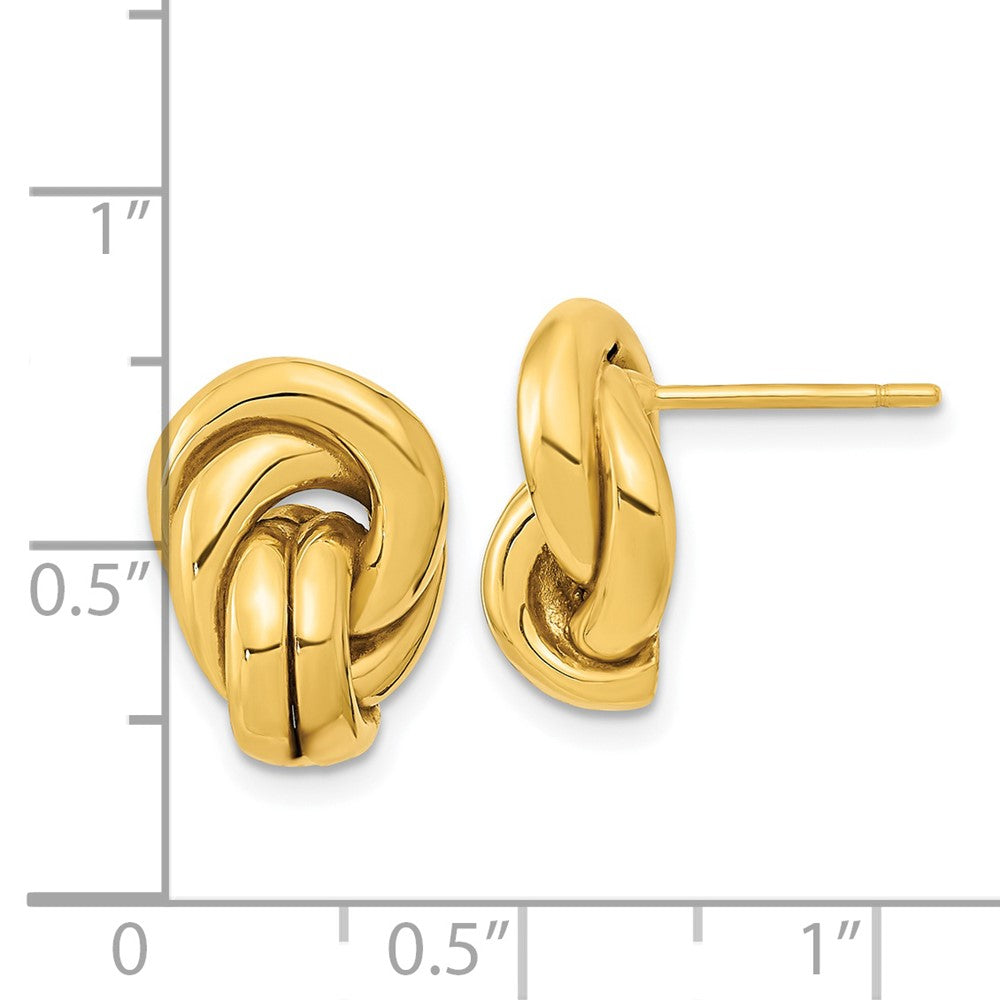14k Yellow Gold 10.6 mm Polished Love Knot Hollow Post Earrings (2.55 grams)