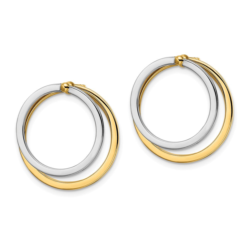 14k Two-tone 21.6 mm Circle Front and Back Post Earrings (2.52 grams)
