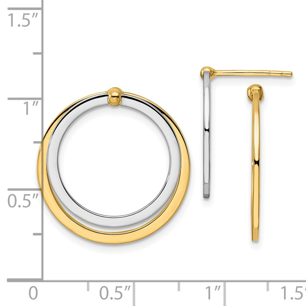 14k Two-tone 21.6 mm Circle Front and Back Post Earrings (2.52 grams)