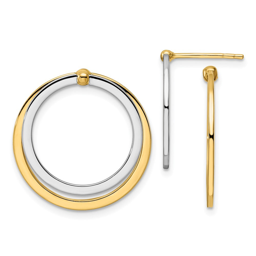 14k Two-tone 21.6 mm Circle Front and Back Post Earrings (2.52 grams)