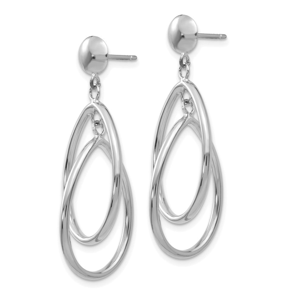 14k White Gold 16 mm Polished Oval Dangle Post Earrings (2.09 grams)