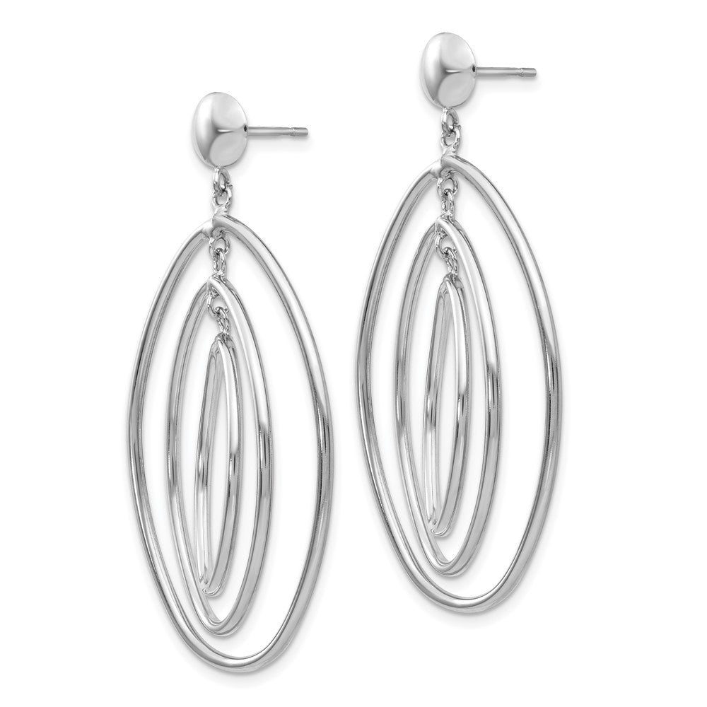 14k White Gold 24 mm Oval Circle Dangle Post Earrings (3.84 grams)