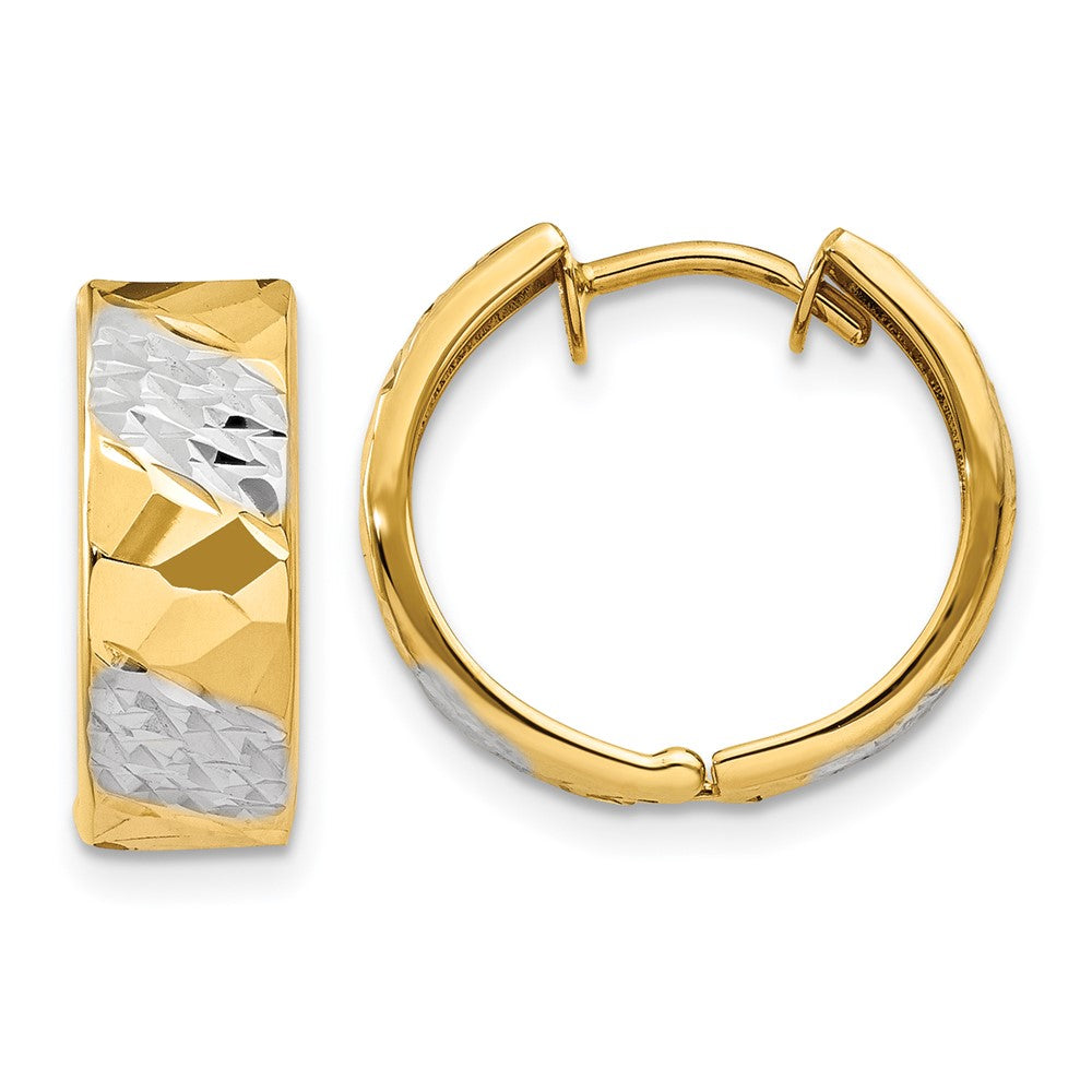 14k Yellow & Rhodium 5.5 mm Hoop Earrings (2.11 grams)