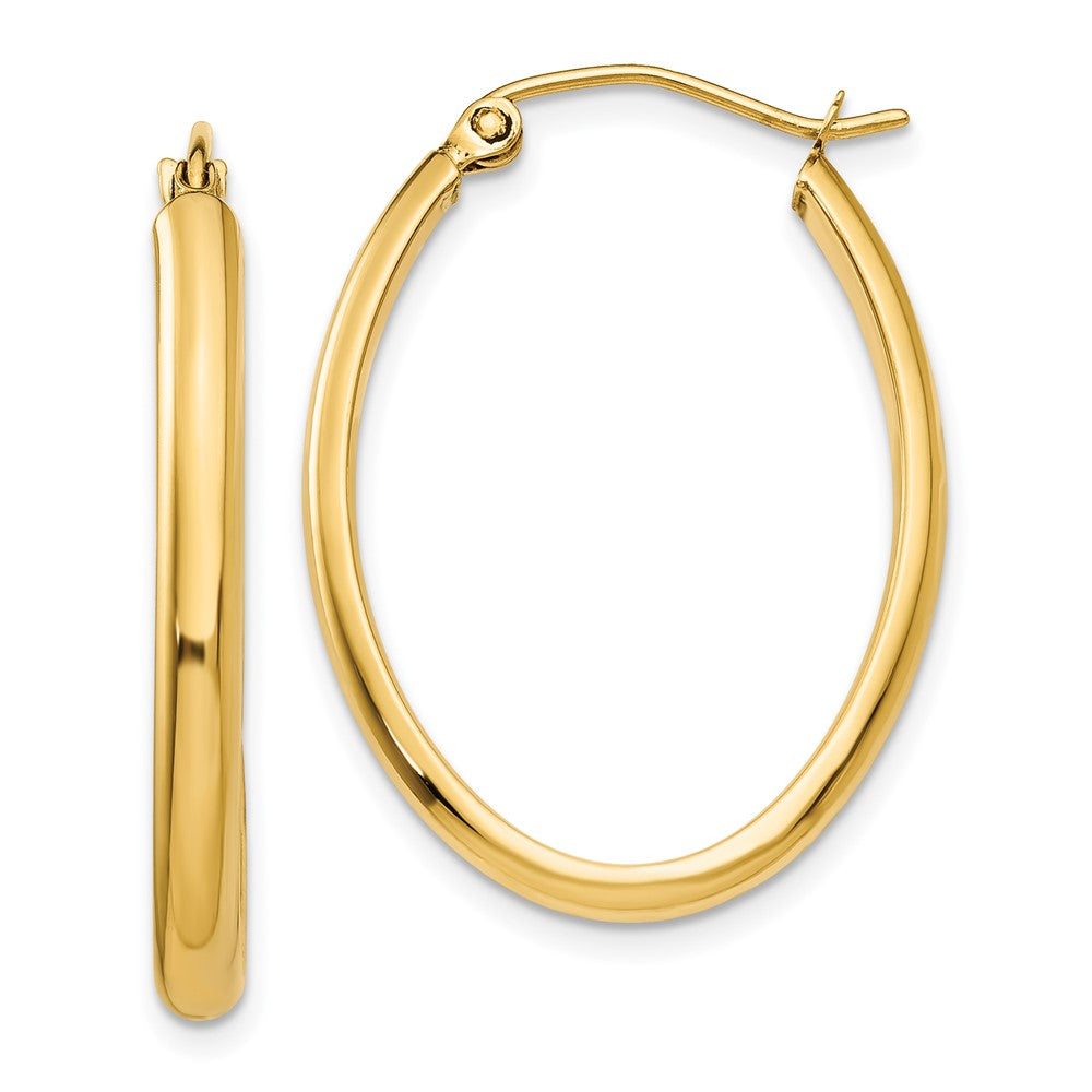 14k Yellow Gold 21.5 mm Oval Hoop Earrings (1.46 grams)