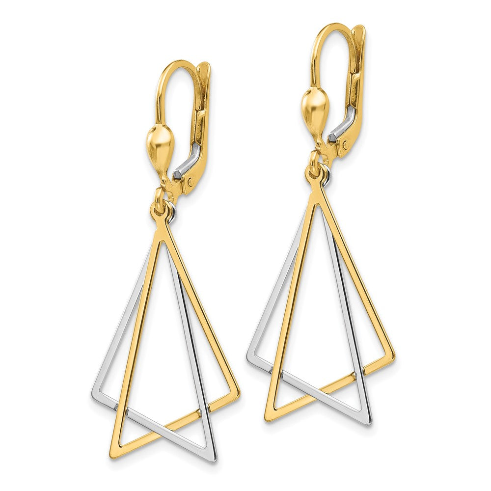 14k Two-tone 16 mm Leverback Drop Earrings (2.29 grams)
