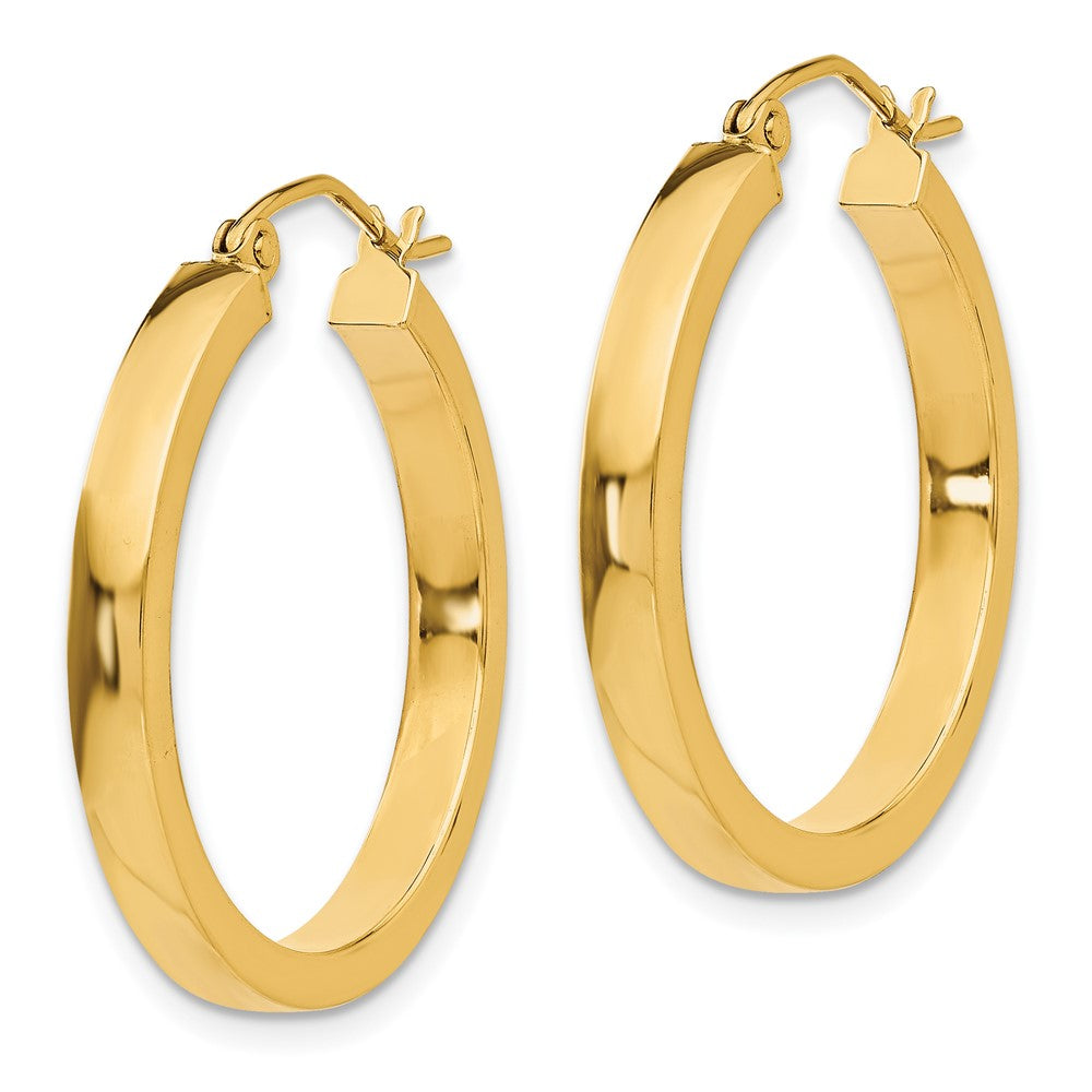 14k Yellow Gold 3 mm Square Tube Hoops (2.06 grams)