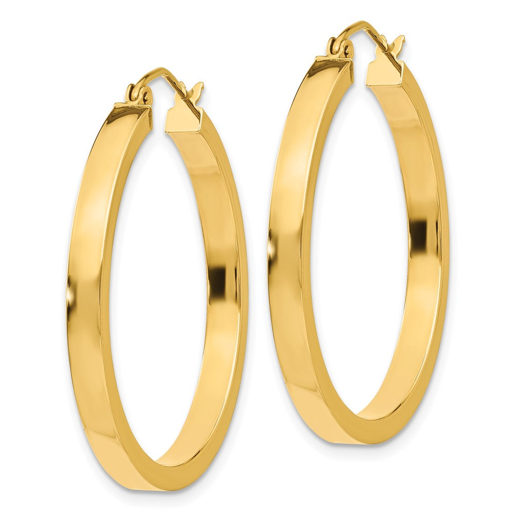14k Yellow Gold 3 mm Square Tube Hoops (2.55 grams)
