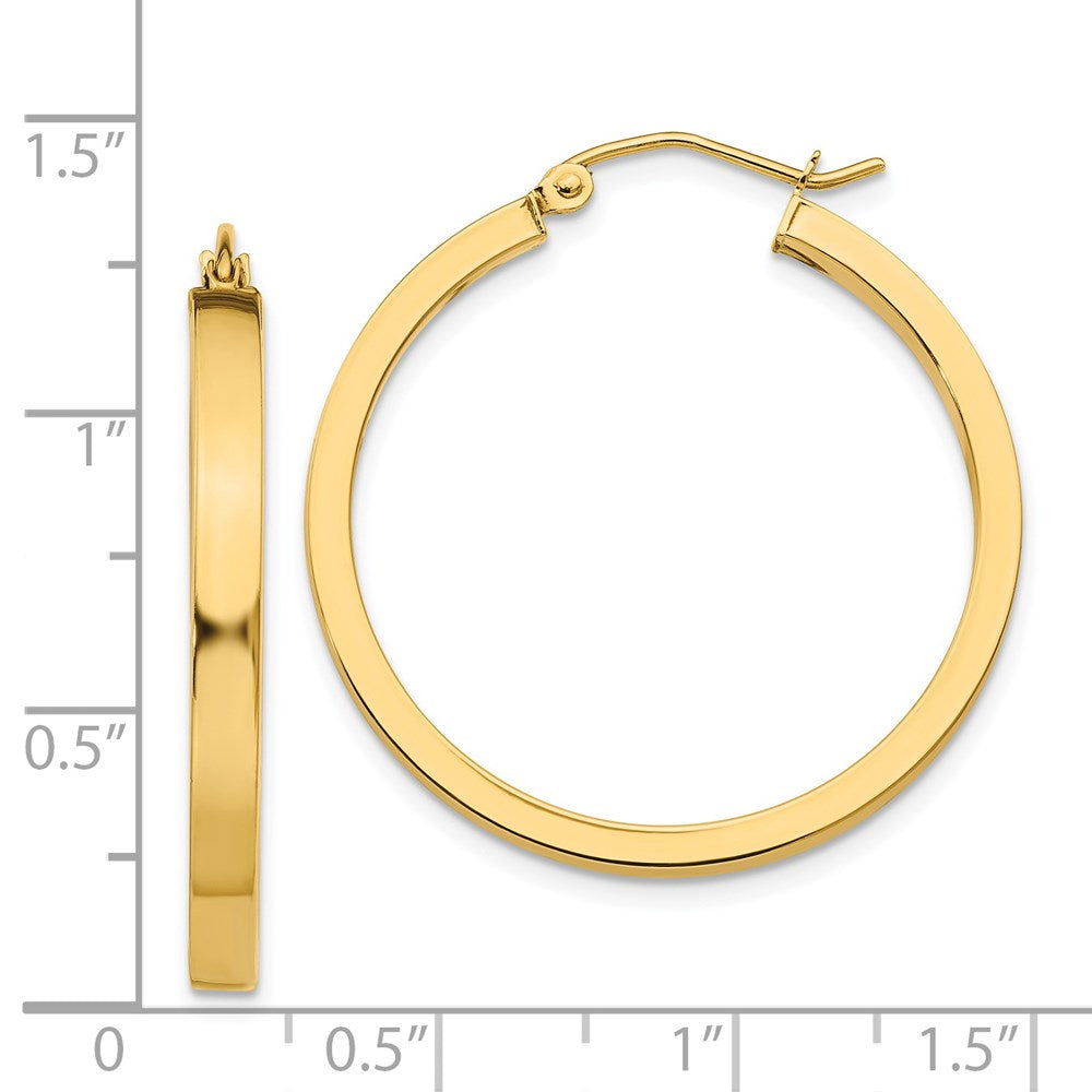 14k Yellow Gold 3 mm Square Tube Hoops (2.55 grams)