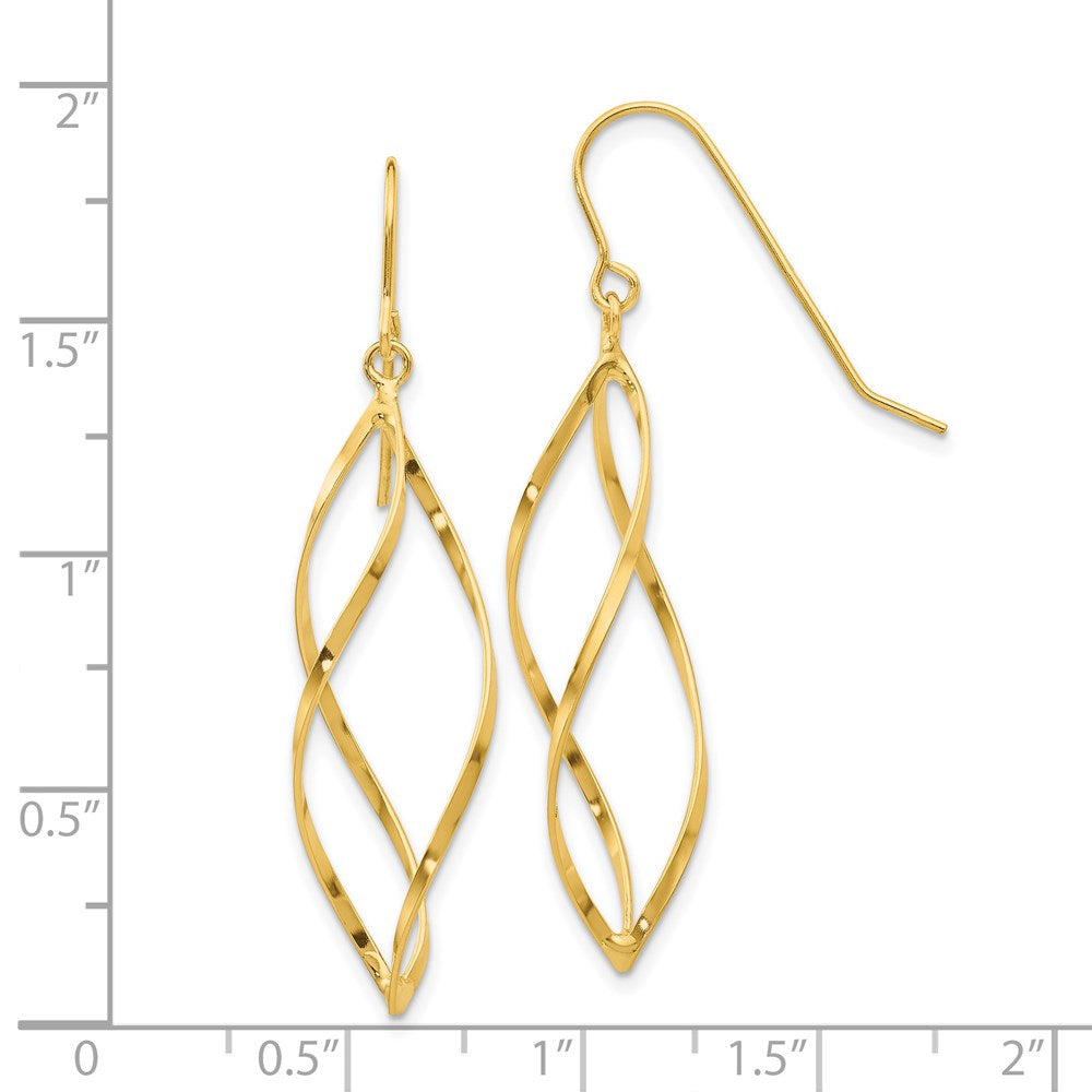 14k Yellow Gold 10 mm Twisted Dangle Earrings (1.57 grams)