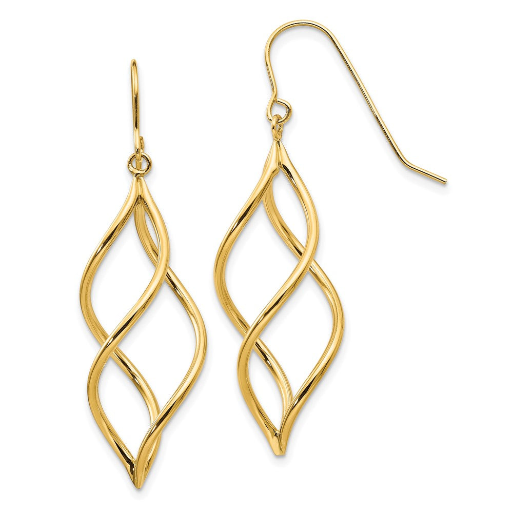 14k Yellow Gold 12 mm Twisted Dangle Earrings (2.07 grams)