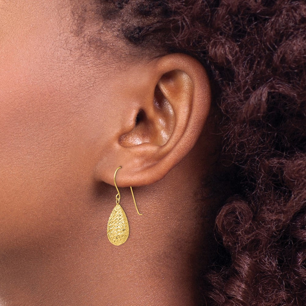 14k Yellow Gold 8 mm Puff Teardrop Earrings (1.22 grams)