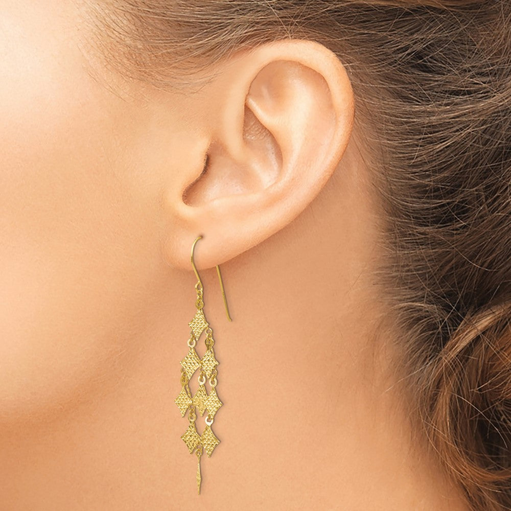 14k Yellow Gold 18 mm Diamond-cut Chandelier Earrings (1.81 grams)