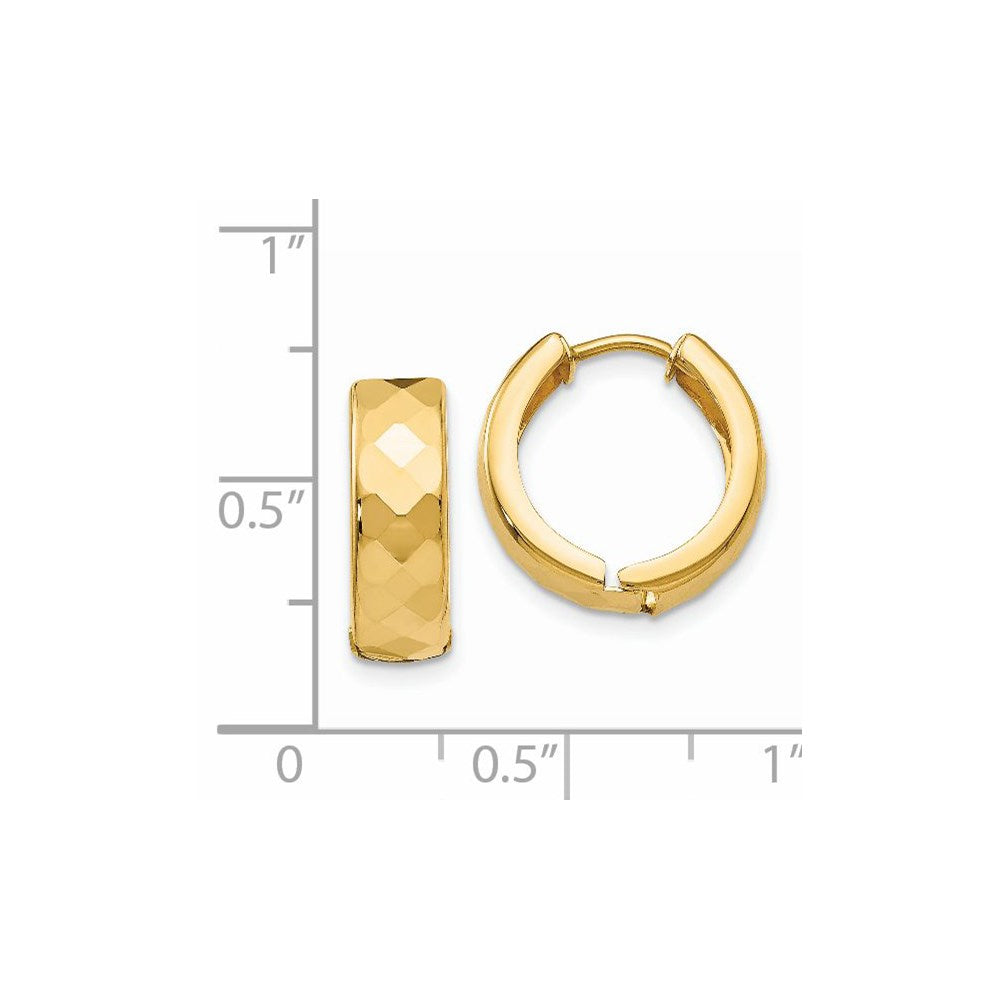 14k Yellow Gold 14 mm Textured Hinged Hoop Earrings (1.85 grams)