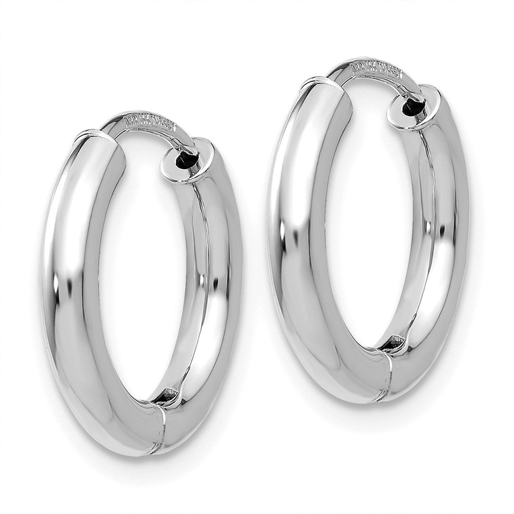 14k White Gold 15 mm Polished Hollow Hinged Hoop Earrings (1.9 grams)