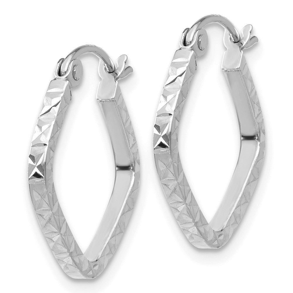 14k White Gold 17 mm Diamond Cut Squared Hoop Earrings (1 grams)